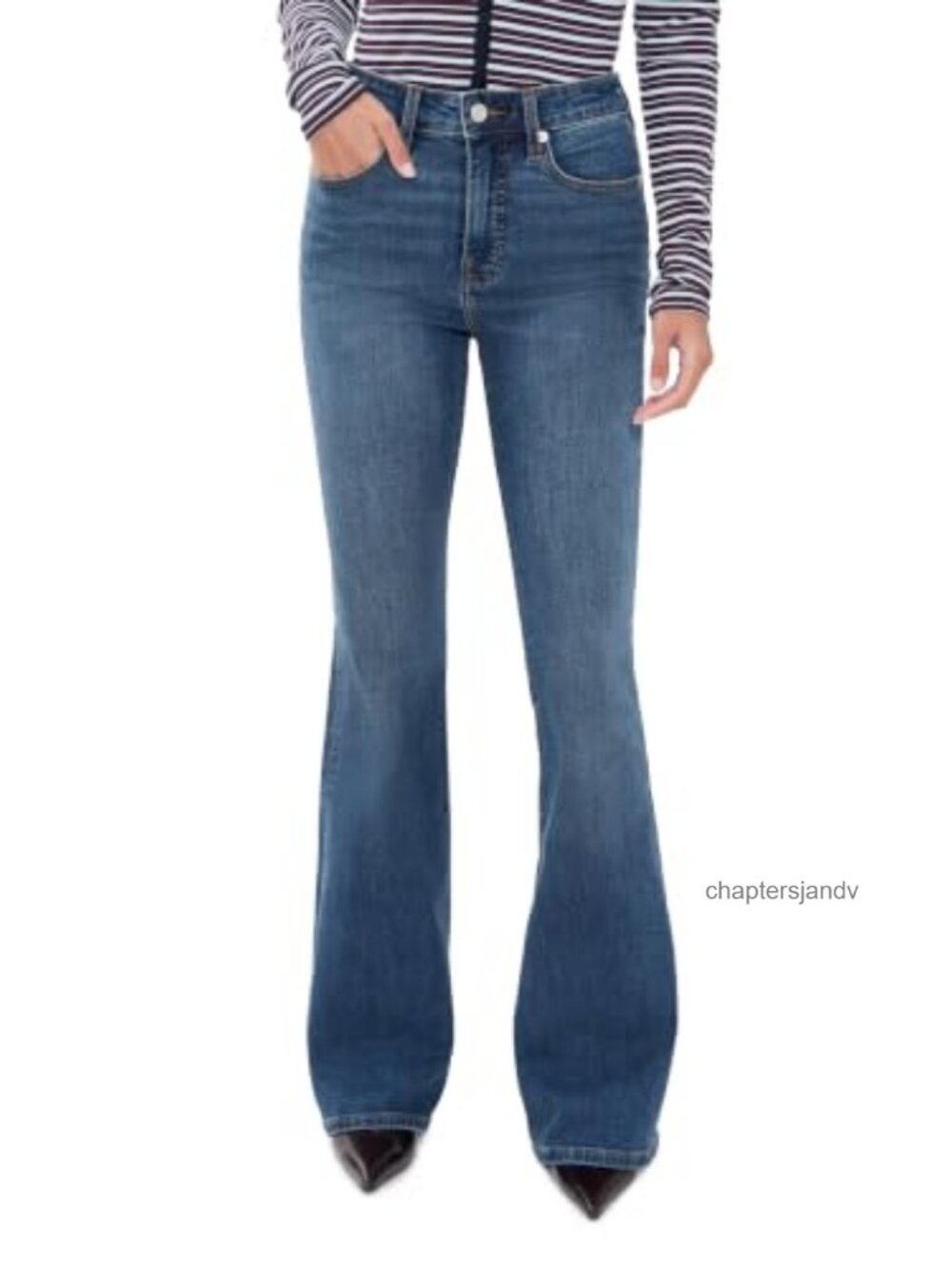 Good American Good Legs Flare Jeans Mid Rise Stretch Denim 5-Pocket